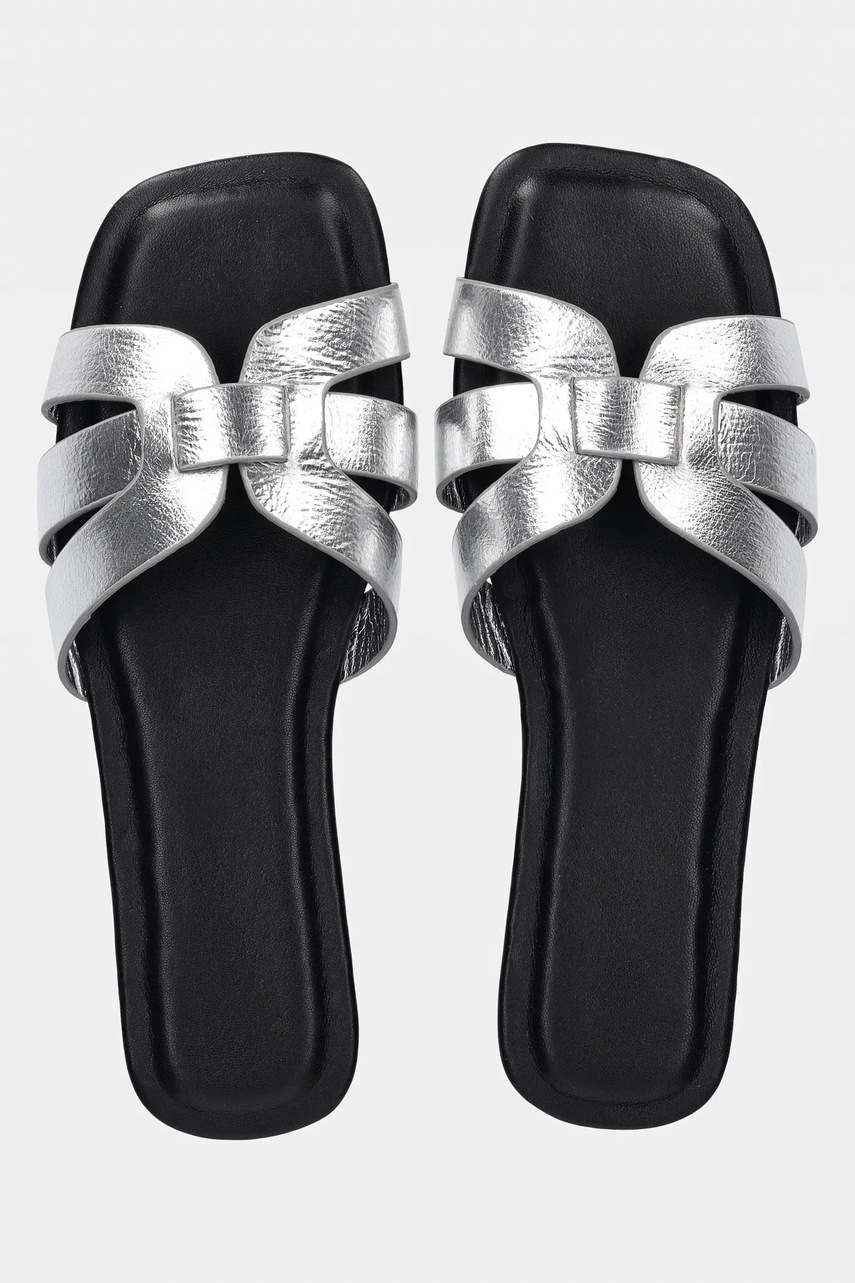 Δερμάτινες παντόφλες Answear.LAB γυναικεία, χρώμα: ασημί φωτογραφία