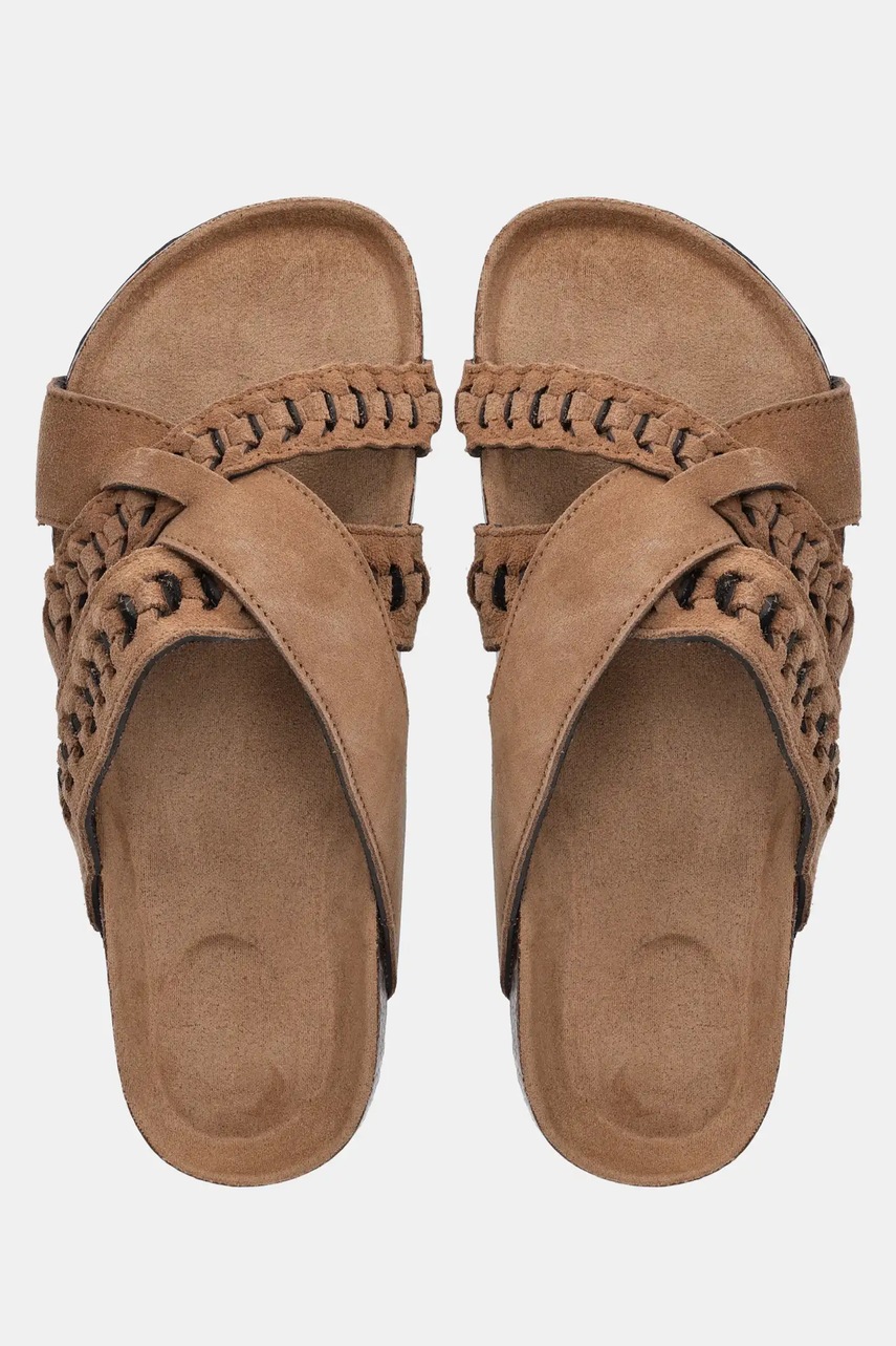 Παντόφλες σουέτ Answear.LAB γυναικεία, χρώμα: μπεζ φωτογραφία