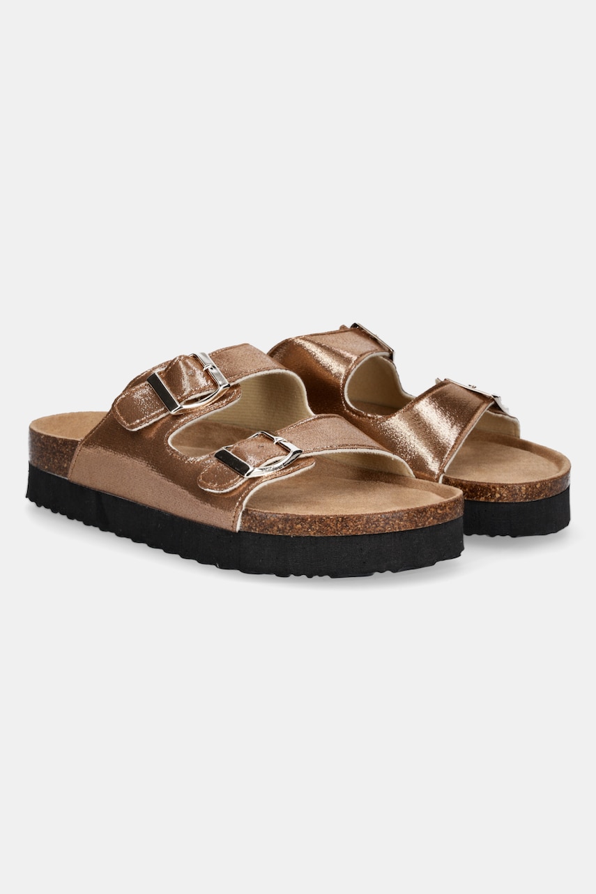 Answear Lab slapi de piele femei, culoarea auriu