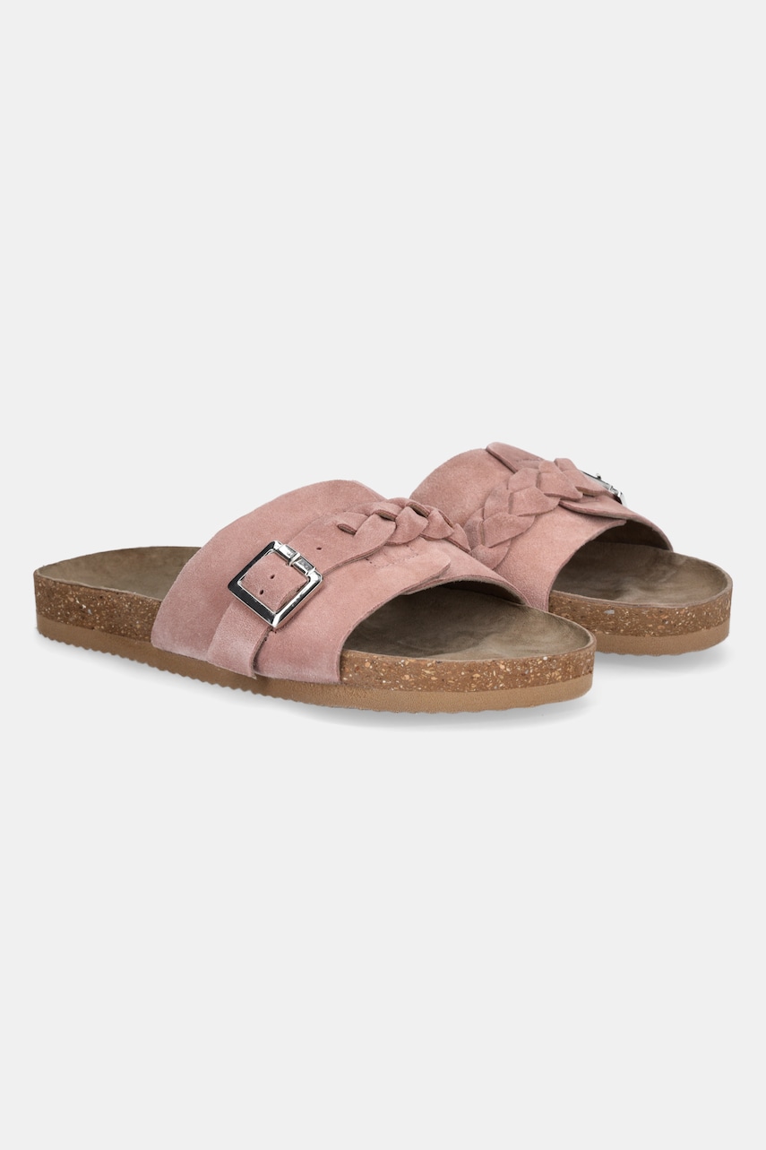 Answear Lab papuci din piele femei, culoarea roz Answear Lab papuci din piele femei, culoarea roz