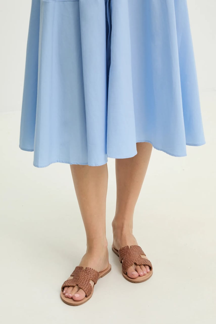 Answear Lab slapi de piele femei, culoarea maro