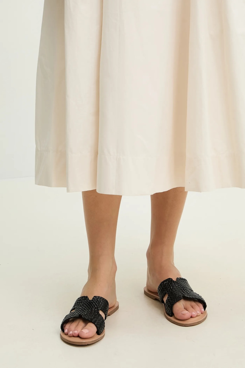 Answear Lab slapi de piele femei, culoarea negru