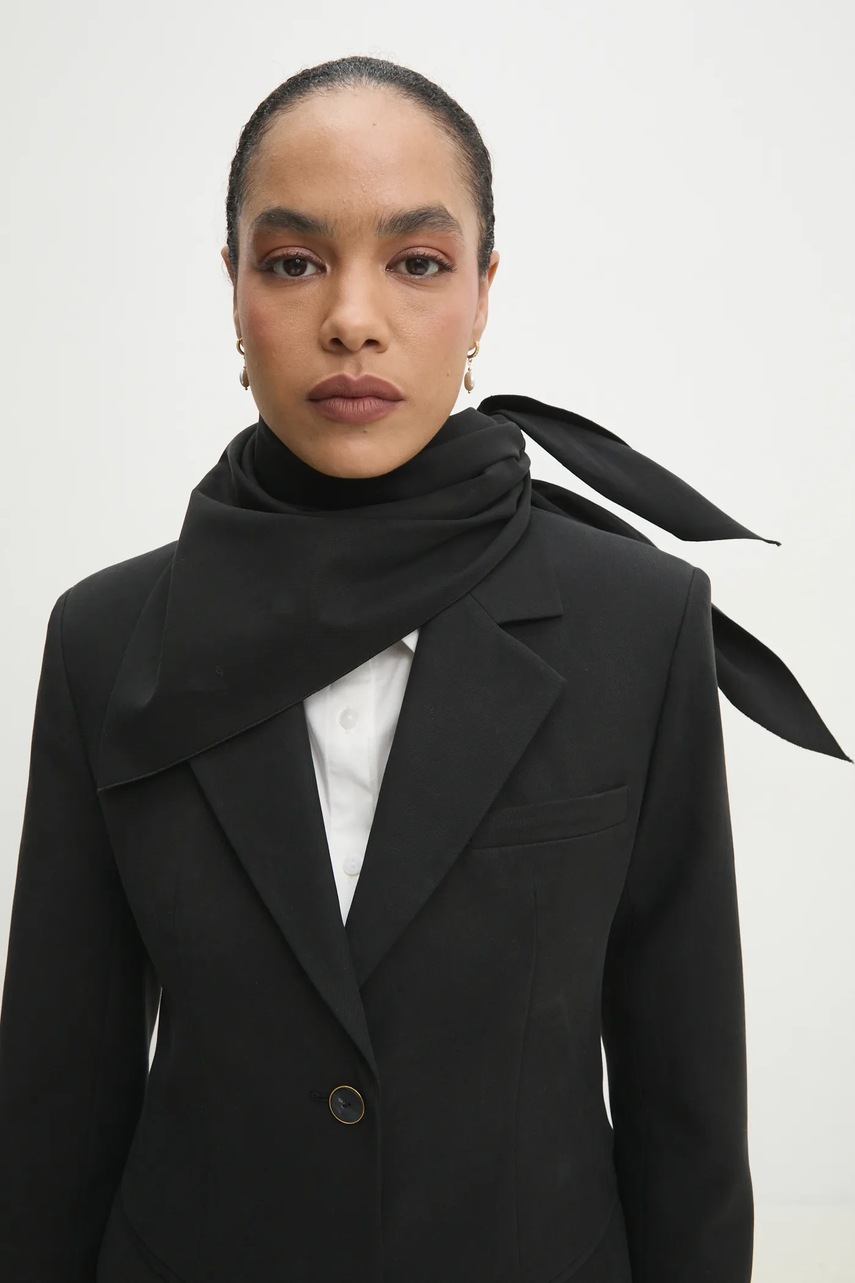 Wrap-around σακάκι με μέση Answear.LAB χρώμα: μαύρο φωτογραφία