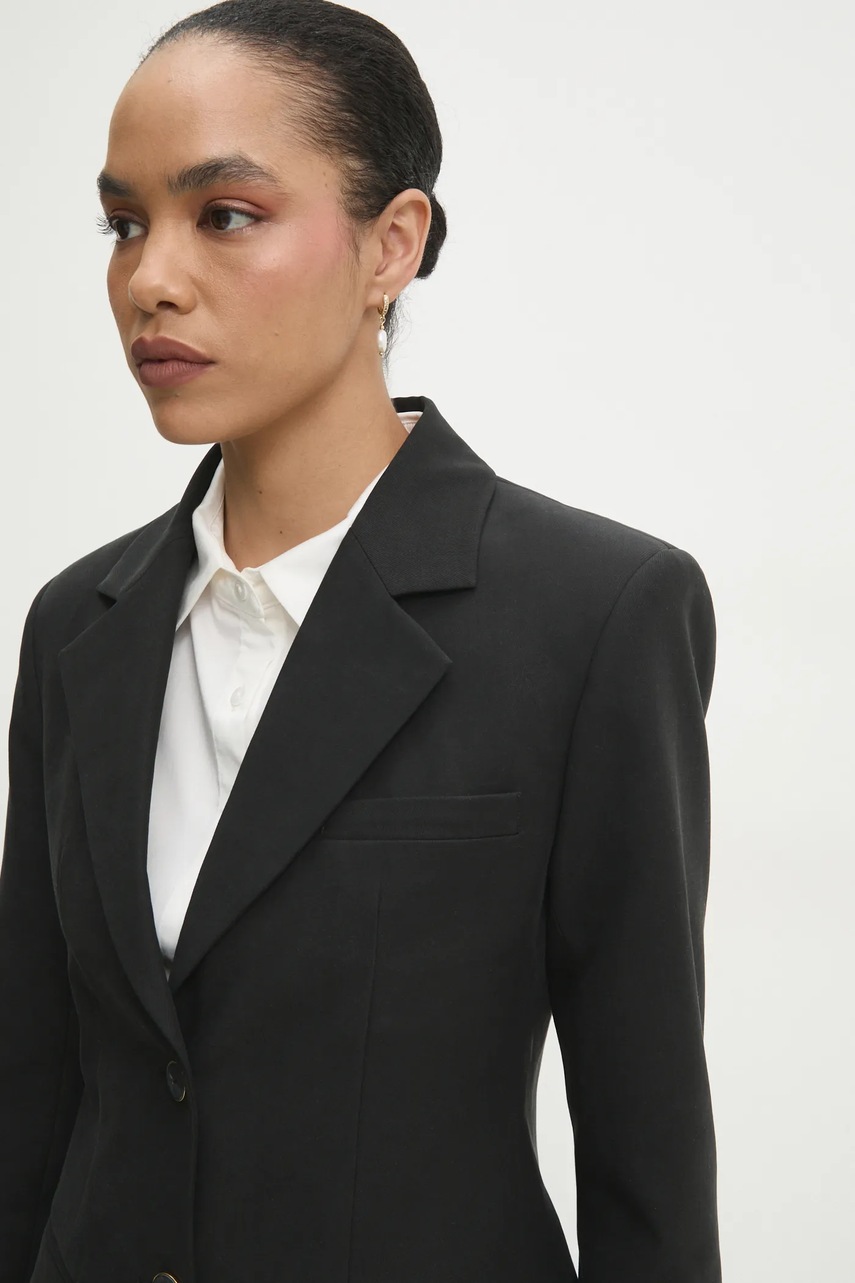 Wrap-around σακάκι με μέση Answear.LAB χρώμα: μαύρο φωτογραφία