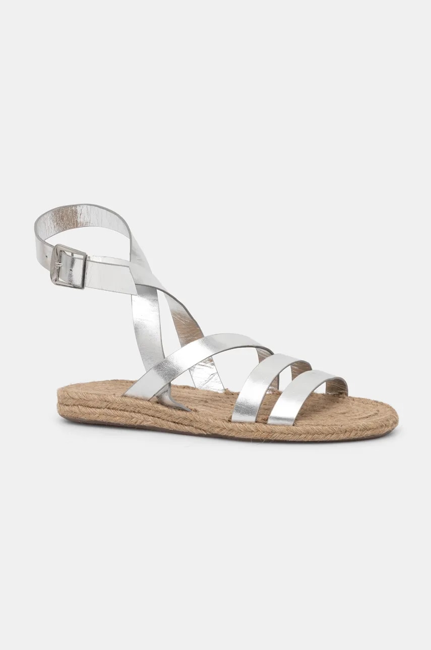 Answear Lab sandale de piele femei, culoarea argintiu