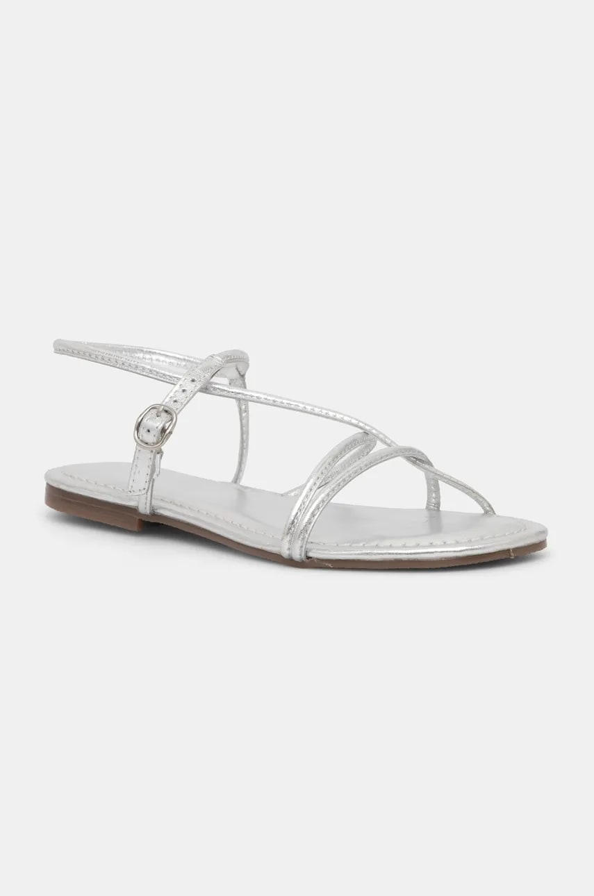 Answear Lab sandale de piele femei, culoarea argintiu