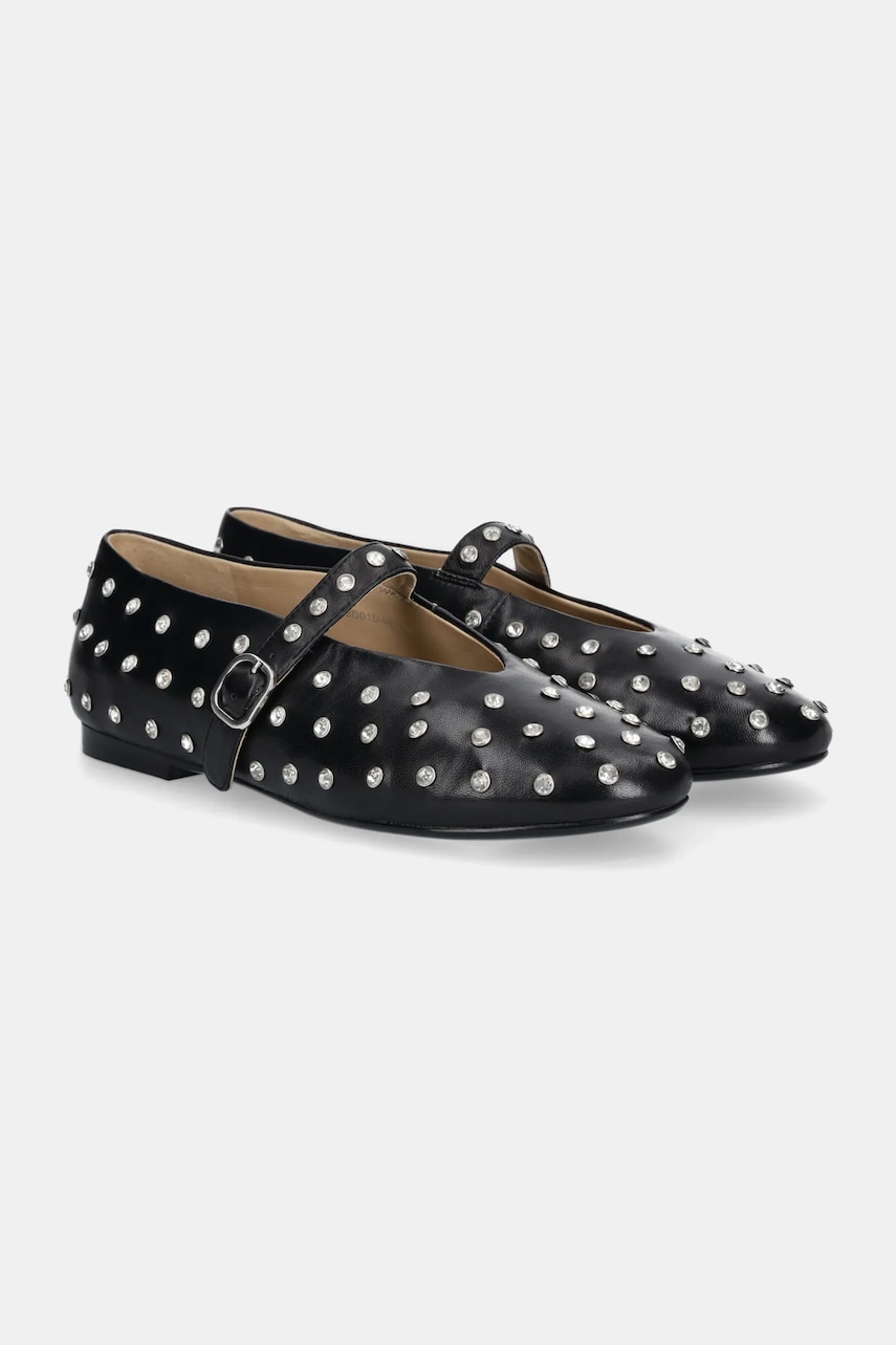 Answear Lab balerini de piele culoarea negru