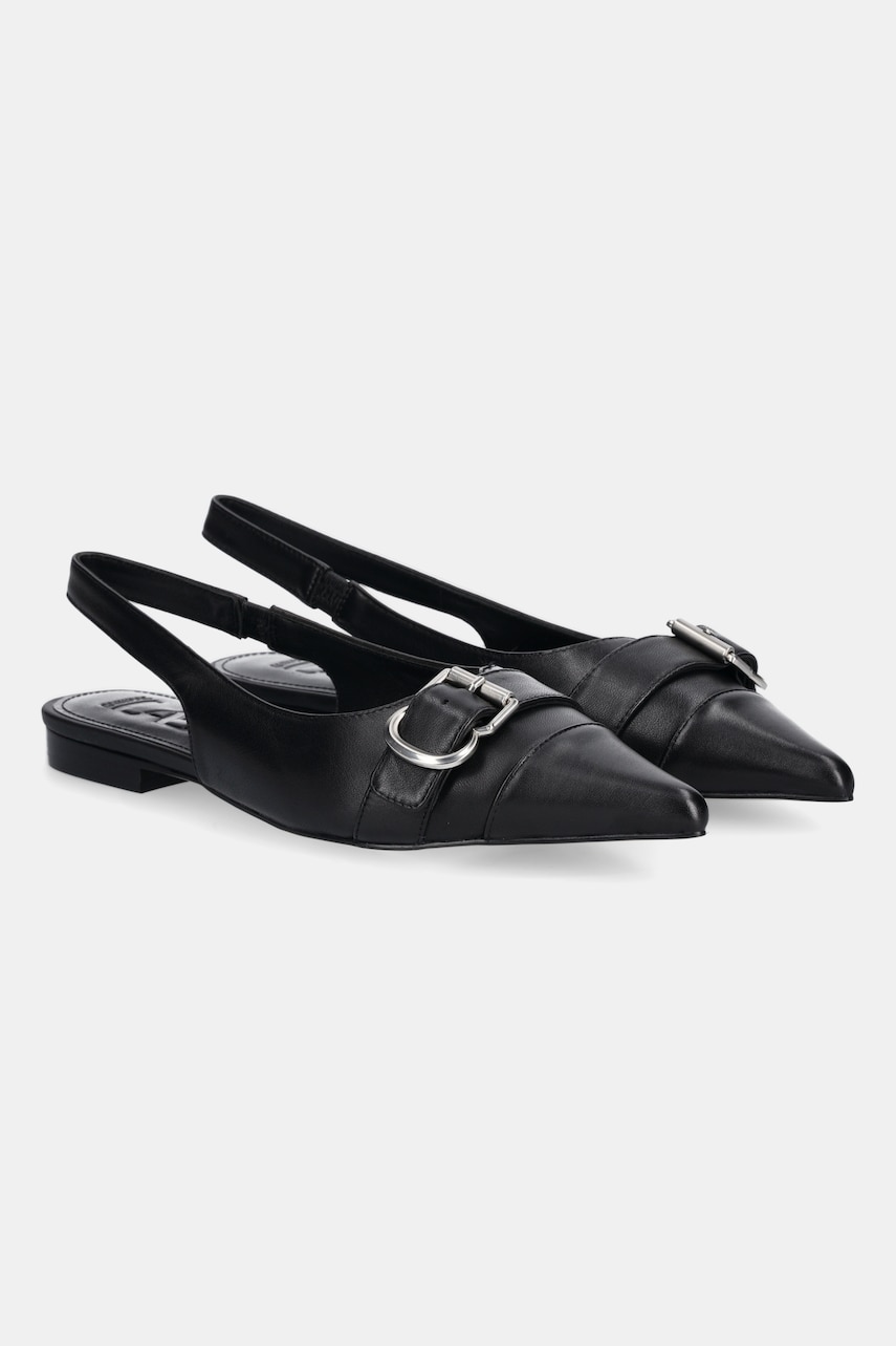 Answear Lab balerini de piele culoarea negru, cu toc deschis