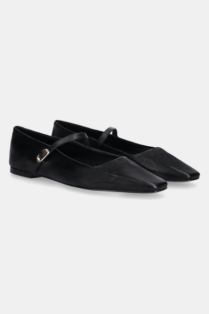 Answear Lab balerini de piele culoarea negru