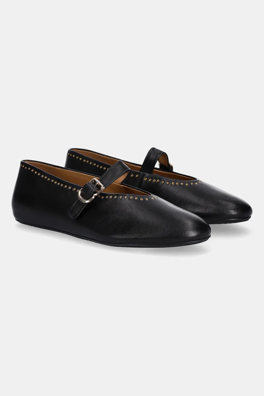 Answear Lab balerini de piele culoarea negru
