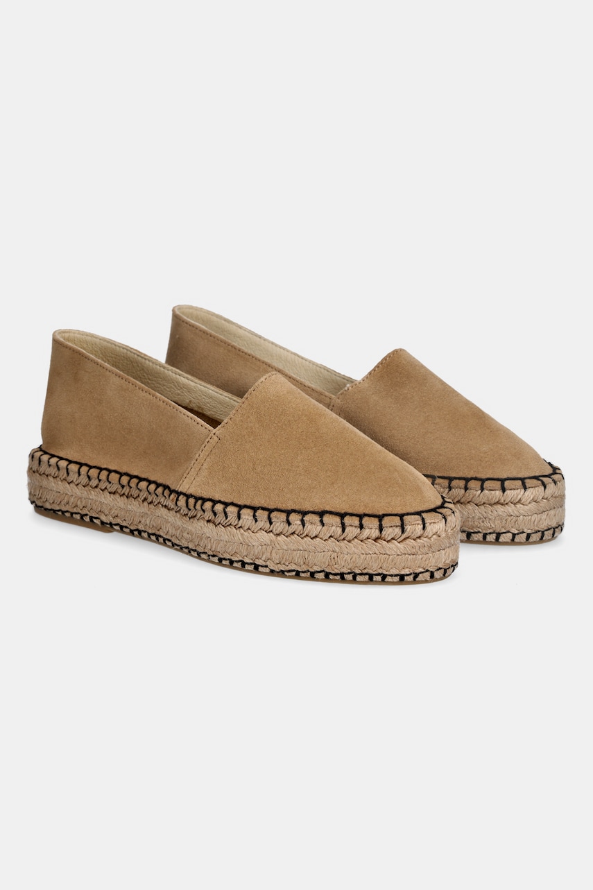 Answear Lab espadrile din piele intoarsa culoarea bej, cu platforma Answear Lab espadrile din piele intoarsa culoarea bej, cu platforma