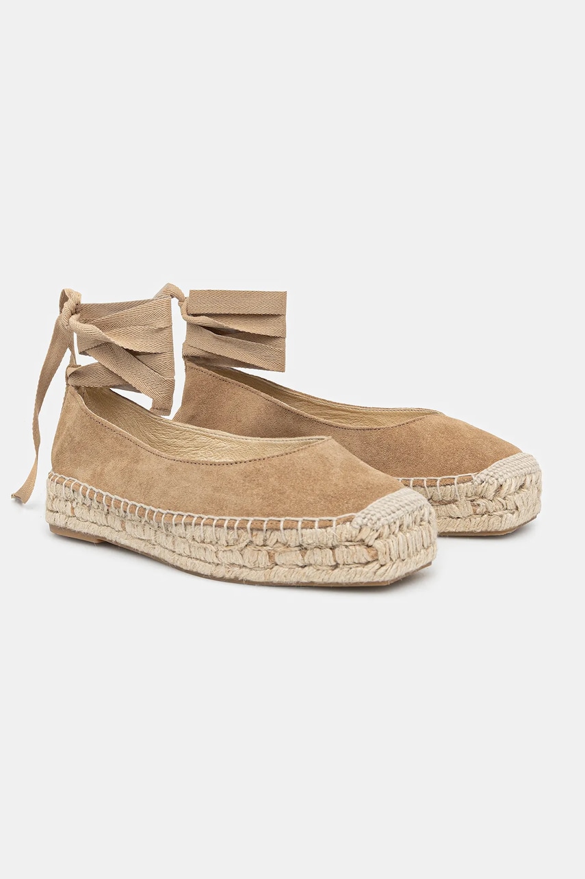 Answear Lab espadrile din piele intoarsa culoarea bej