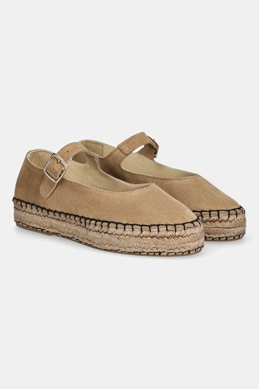 Answear Lab espadrile din piele intoarsa culoarea bej, cu platforma