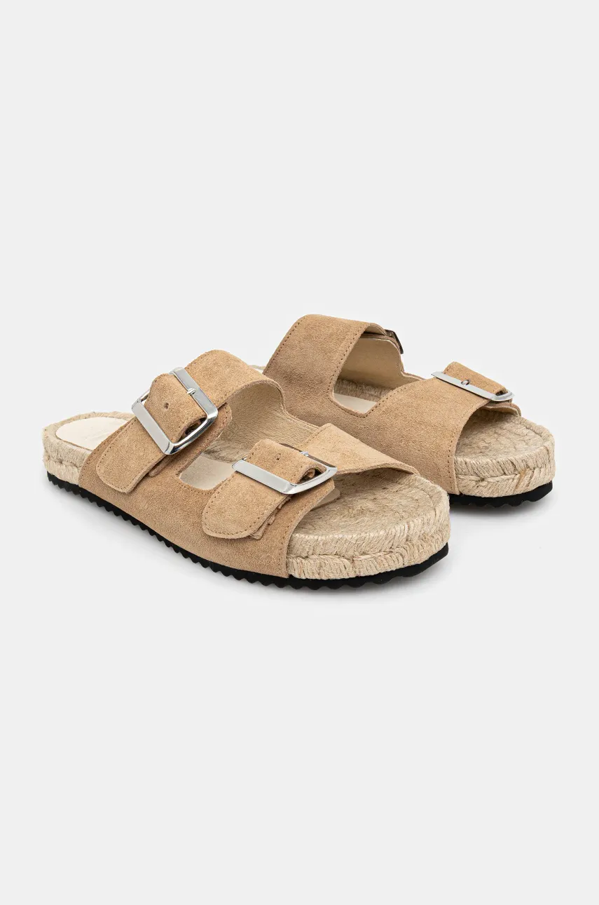 Answear Lab slapi de piele culoarea bej