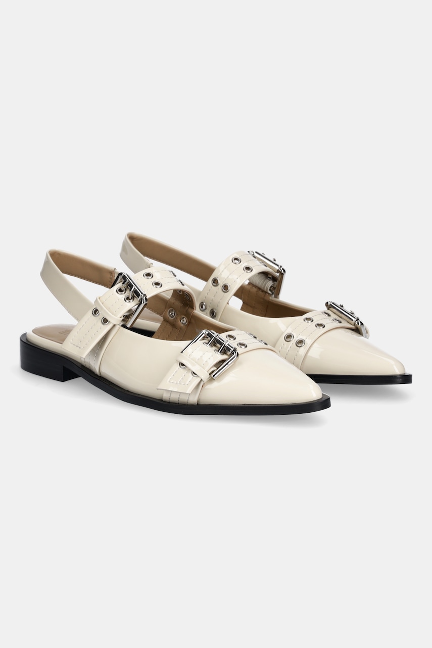Answear Lab balerini de piele culoarea alb, cu toc deschis