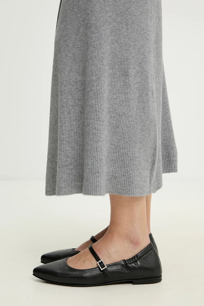 Answear Lab balerini de piele culoarea negru