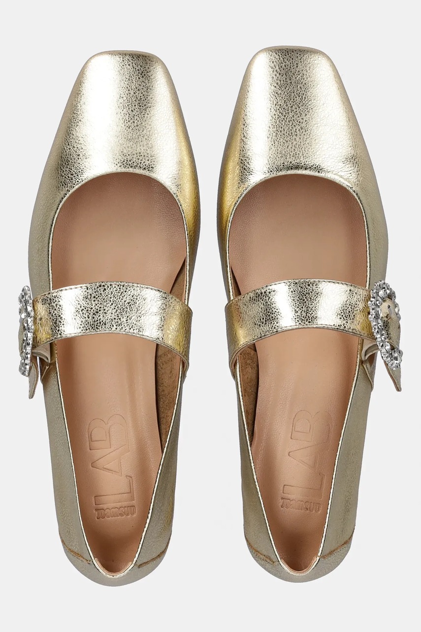 Δερμάτινες μπαλαρίνες Answear.LAB χρώμα: χρυσαφί φωτογραφία
