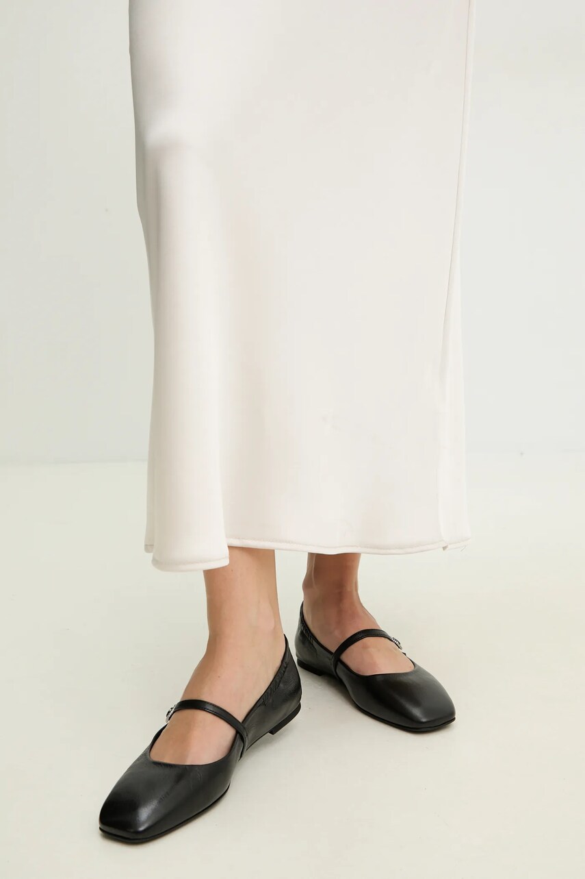 Answear Lab balerini de piele culoarea negru