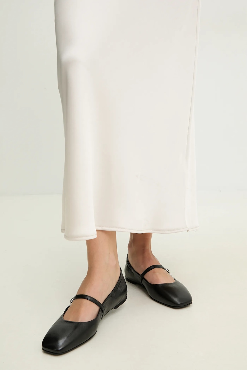 Answear Lab balerini de piele culoarea negru