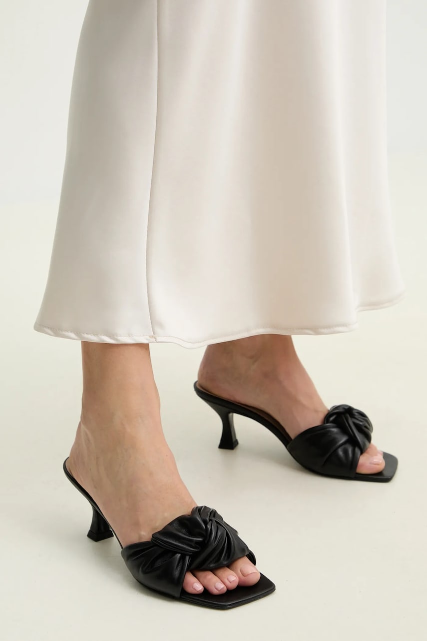 Answear Lab slapi de piele femei, culoarea negru, cu toc cui