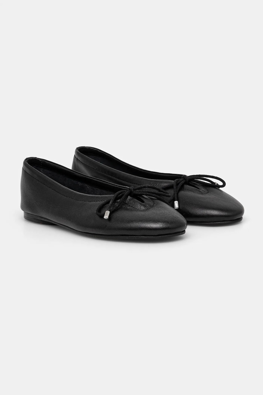 Answear Lab balerini de piele culoarea negru