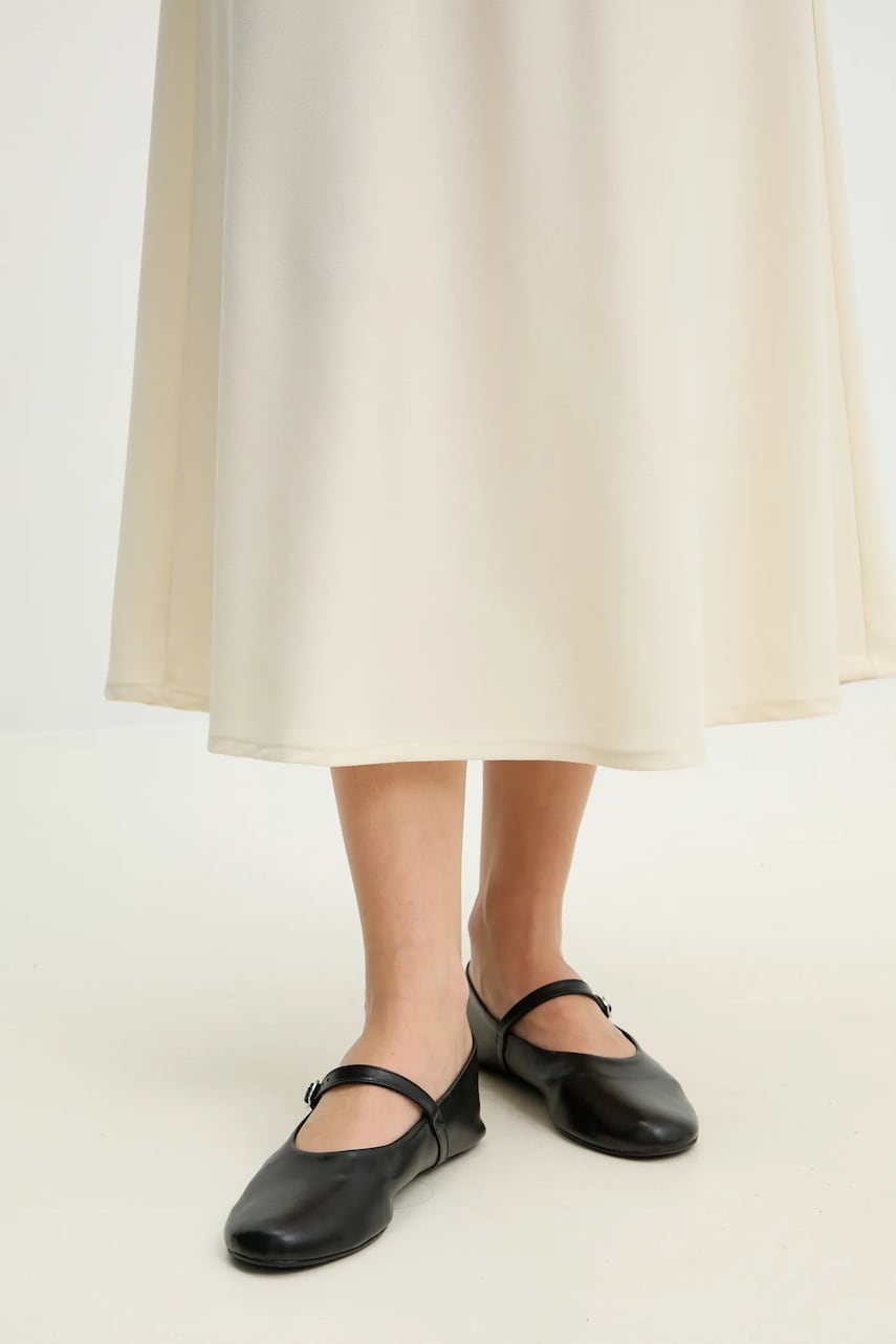 Answear Lab balerini de piele culoarea negru