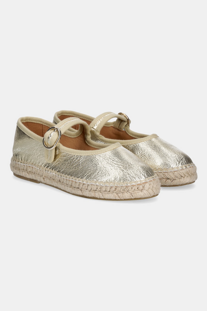 Answear Lab espadrile de piele culoarea auriu