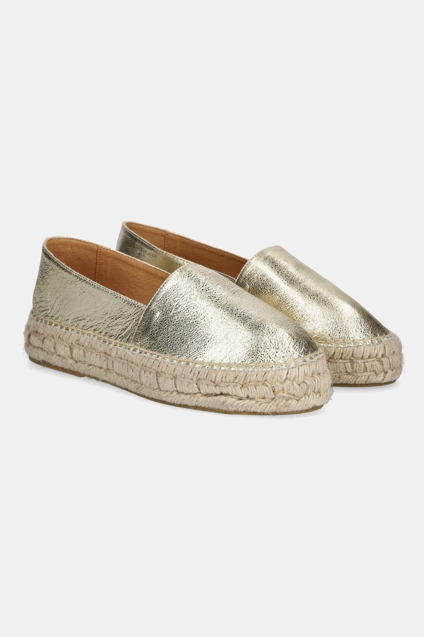 Answear Lab espadrile de piele culoarea auriu, cu platforma Answear Lab espadrile de piele culoarea auriu, cu platforma