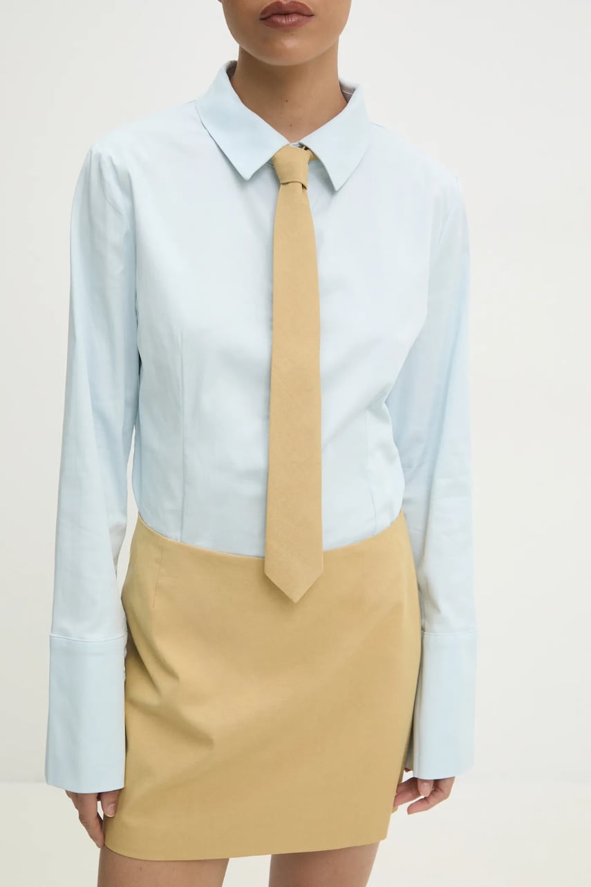 Answear Lab cravata femei, culoarea galben, neted