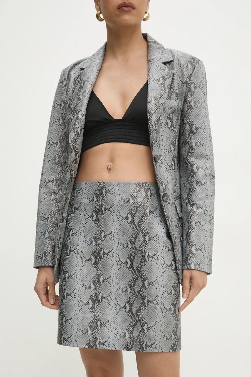 Δερμάτινη φούστα Answear.LAB χρώμα: γκρι φωτογραφία