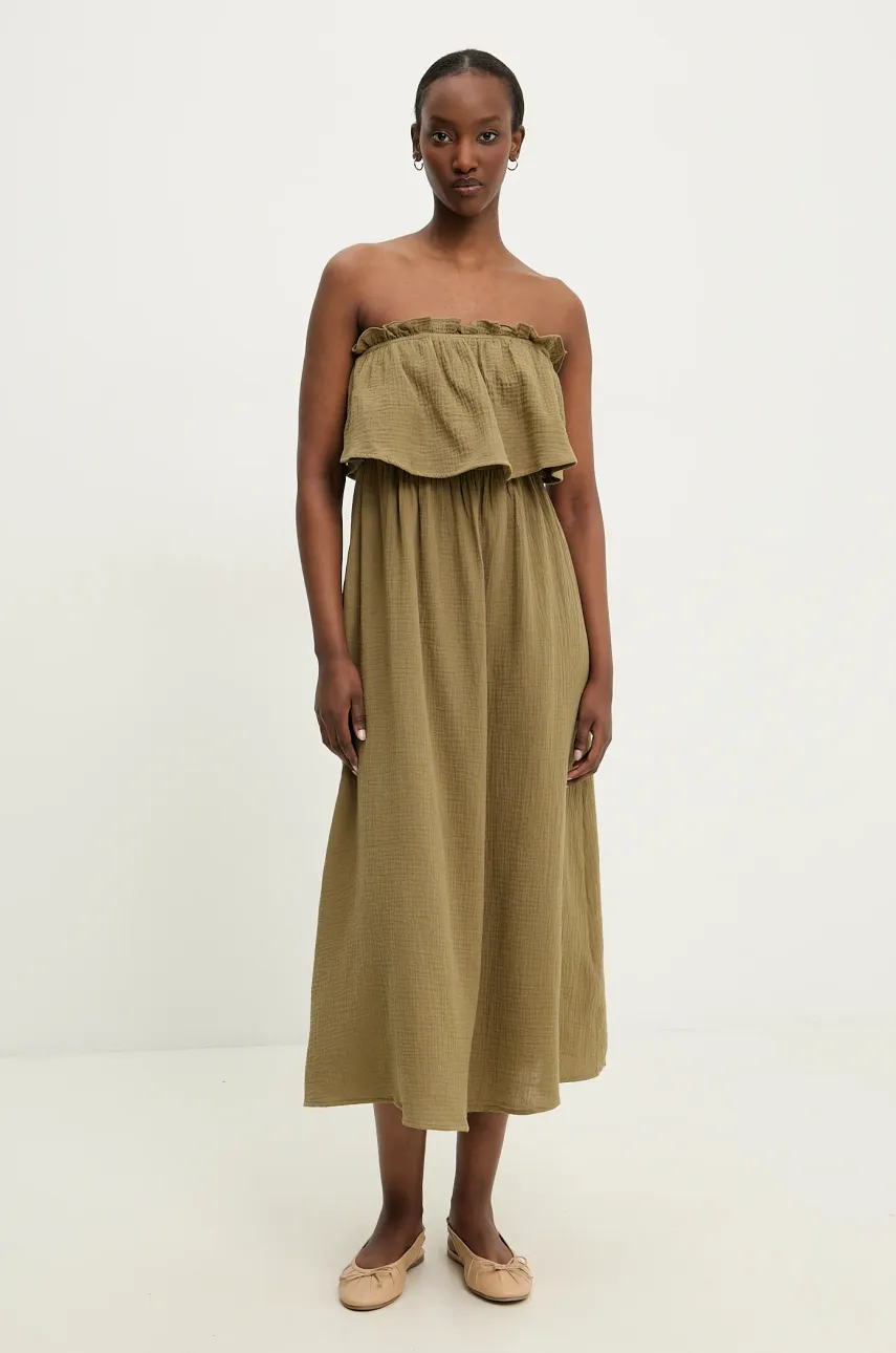 Answear Lab rochie din bumbac culoarea verde, mini, evazată