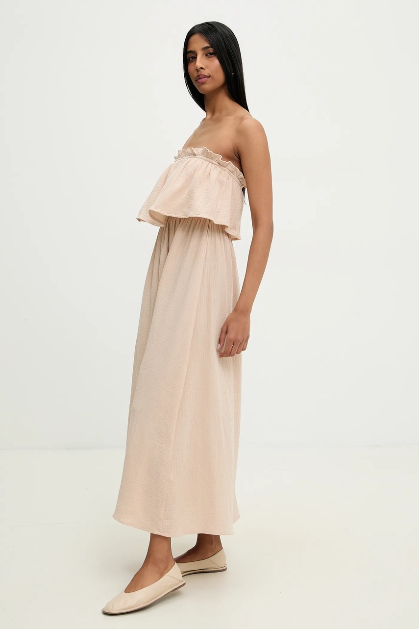 Хлопковое платье Answear.LAB цвет бежевый mini расклешённая