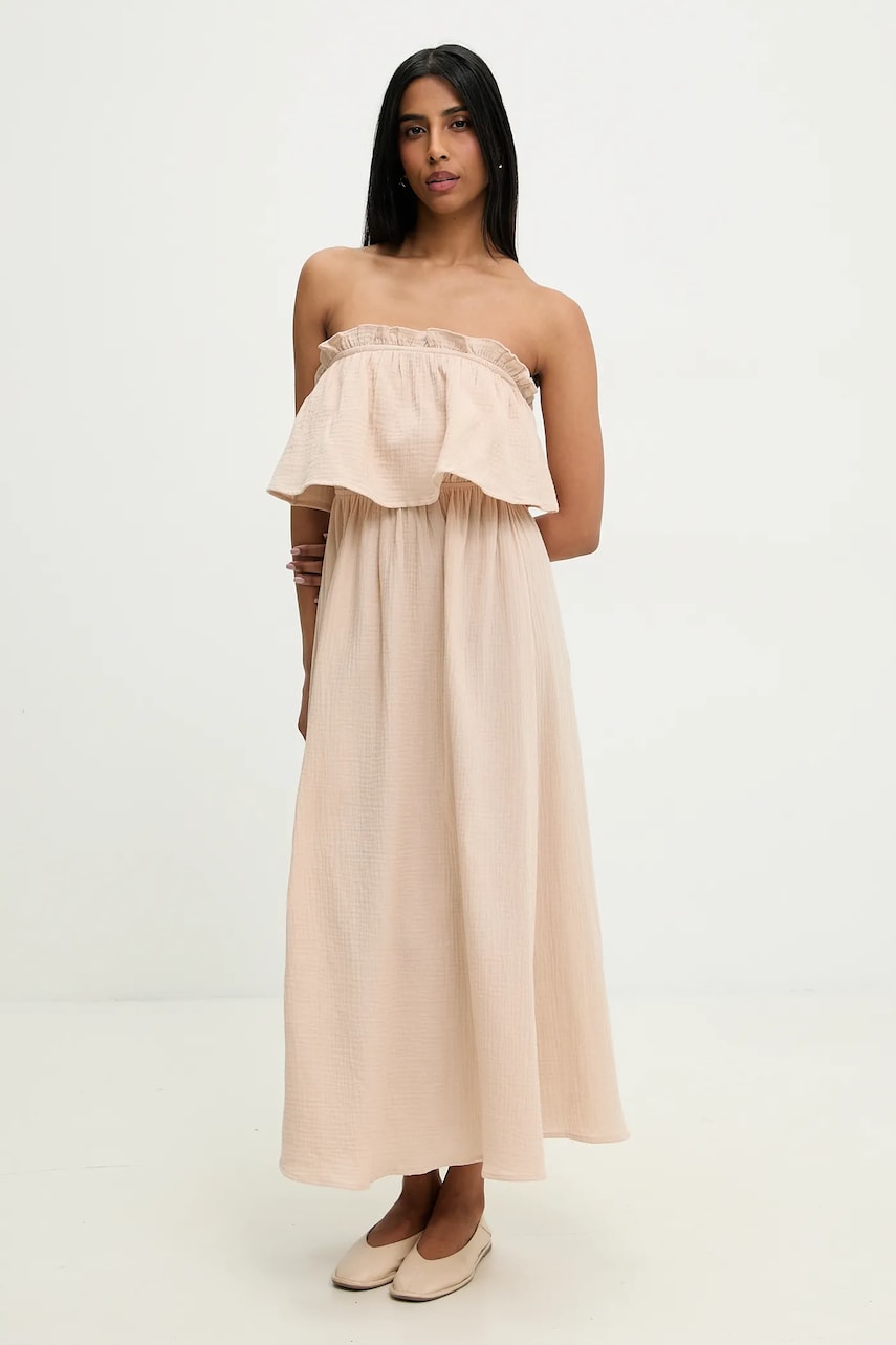 Answear Lab rochie din bumbac culoarea bej, mini, evazată