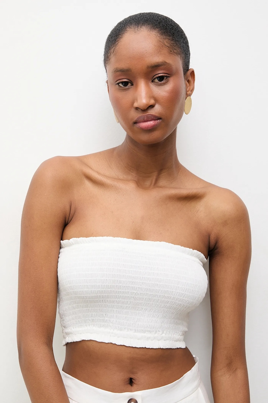 Answear.LAB crop top damski z wiskozą biały