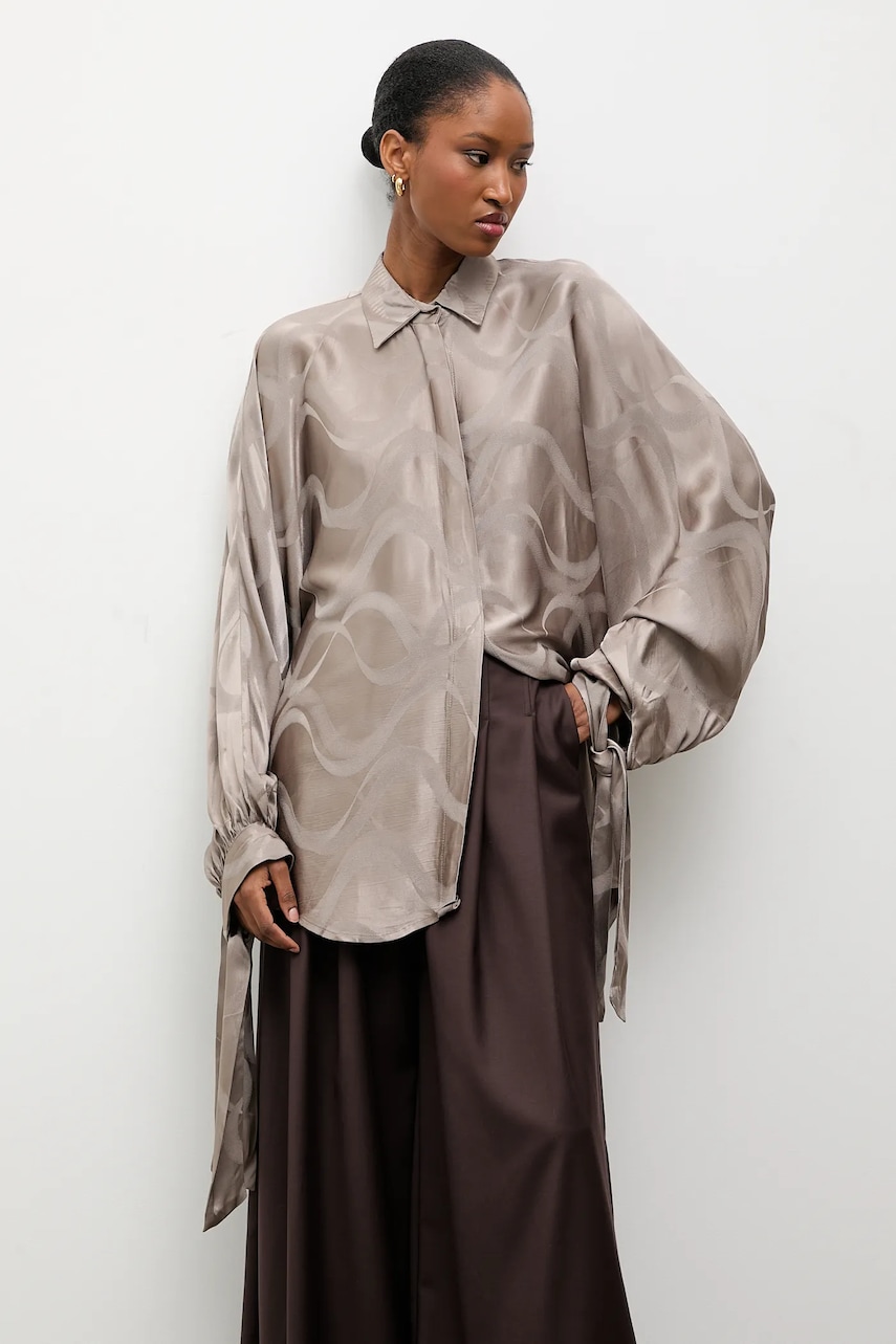 Answear.LAB camasa culoarea gri, cu guler clasic, relaxed