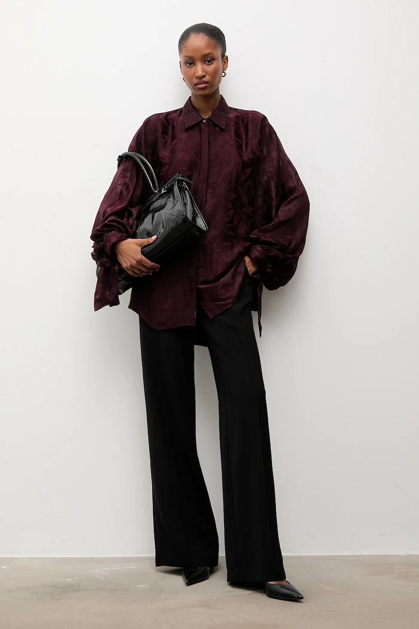 Answear.LAB camasa culoarea bordo, cu guler clasic, relaxed