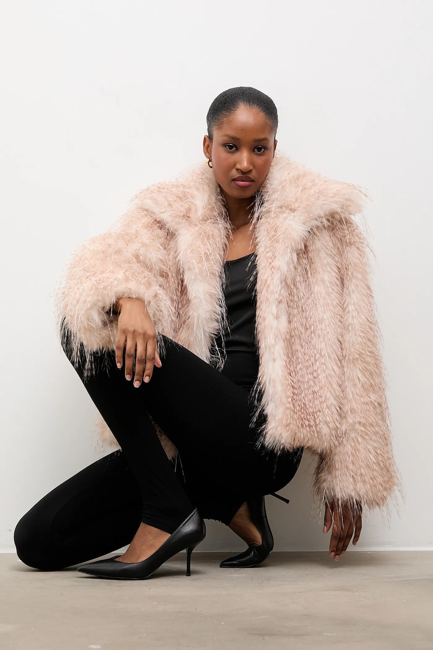 Answear.LAB geaca culoarea bej, de tranzitie, oversize