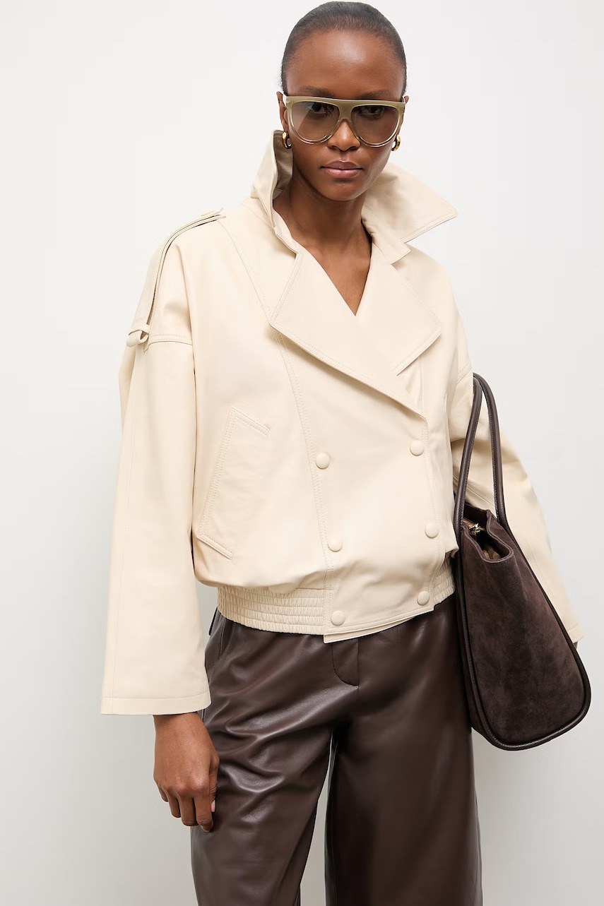 Answear.LAB куртка жіноча шкіряна з колекції Unscripted бежева