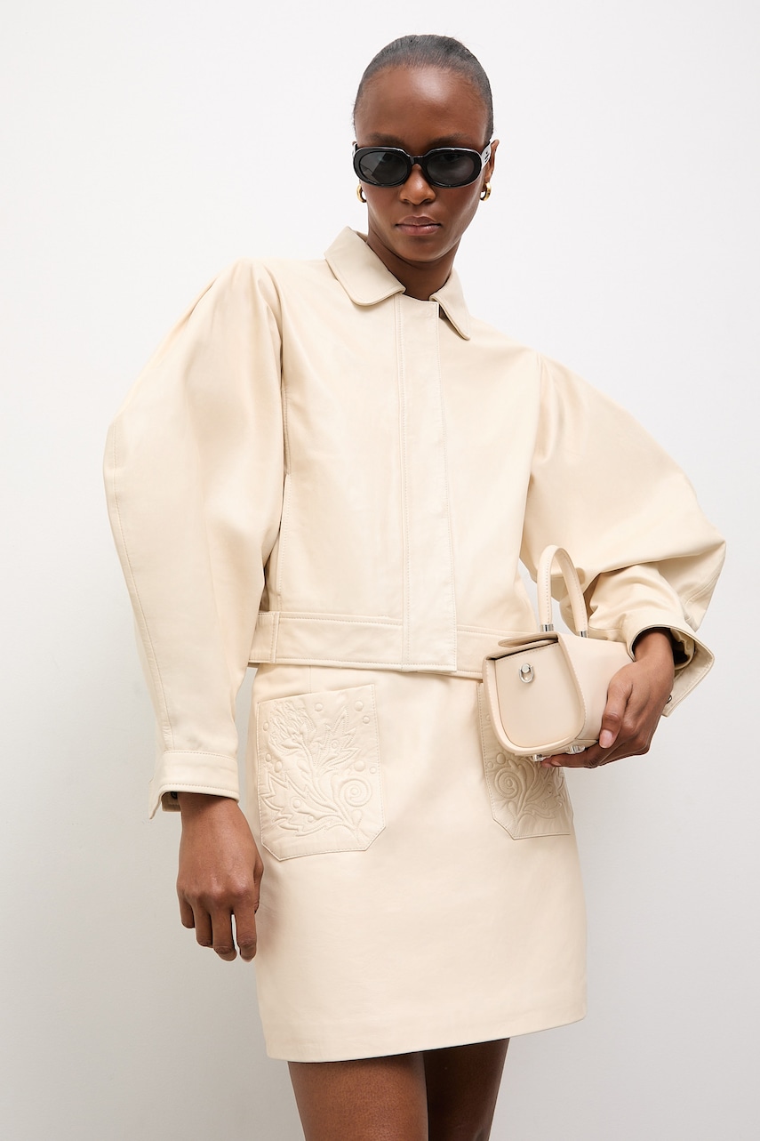 Dámská kožená bunda Answear.LAB LEYLANI z kolekce Unscripted béžová