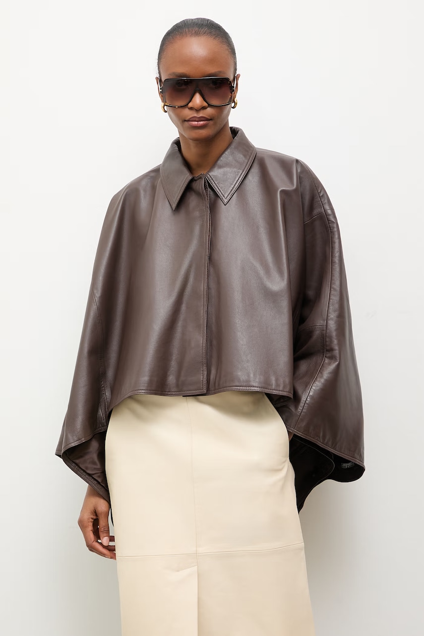 Answear.LAB куртка жіноча шкіряна з колекції Unscripted коричнева