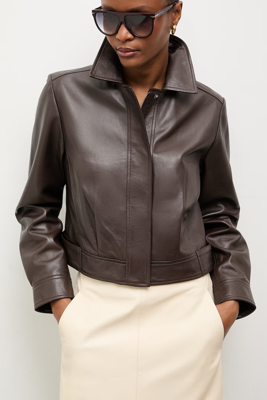 Answear.LAB куртка жіноча шкіряна з колекції Unscripted коричнева