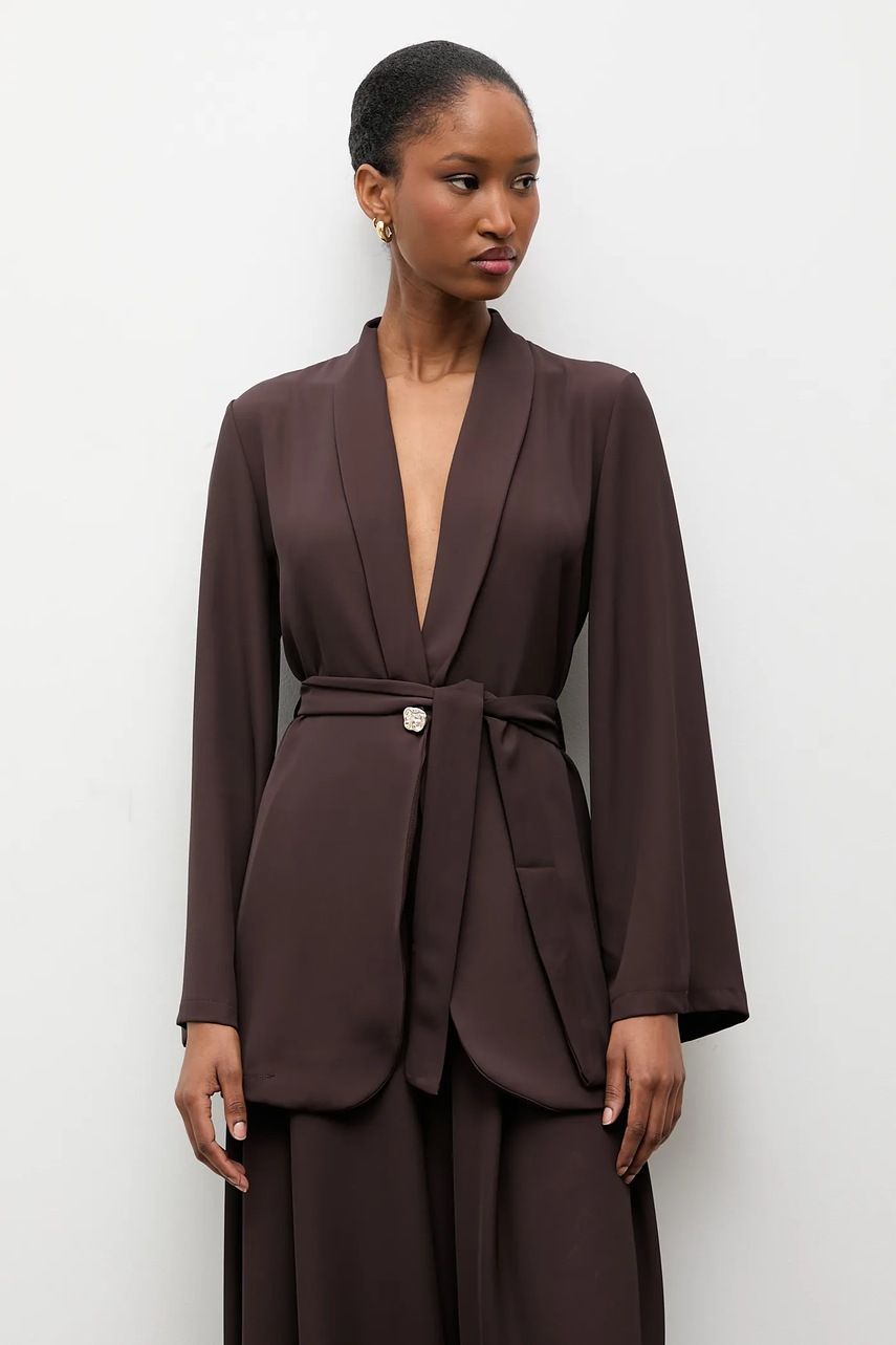 Answear.LAB sacou culoarea maro, un singur rand de nasturi, neted