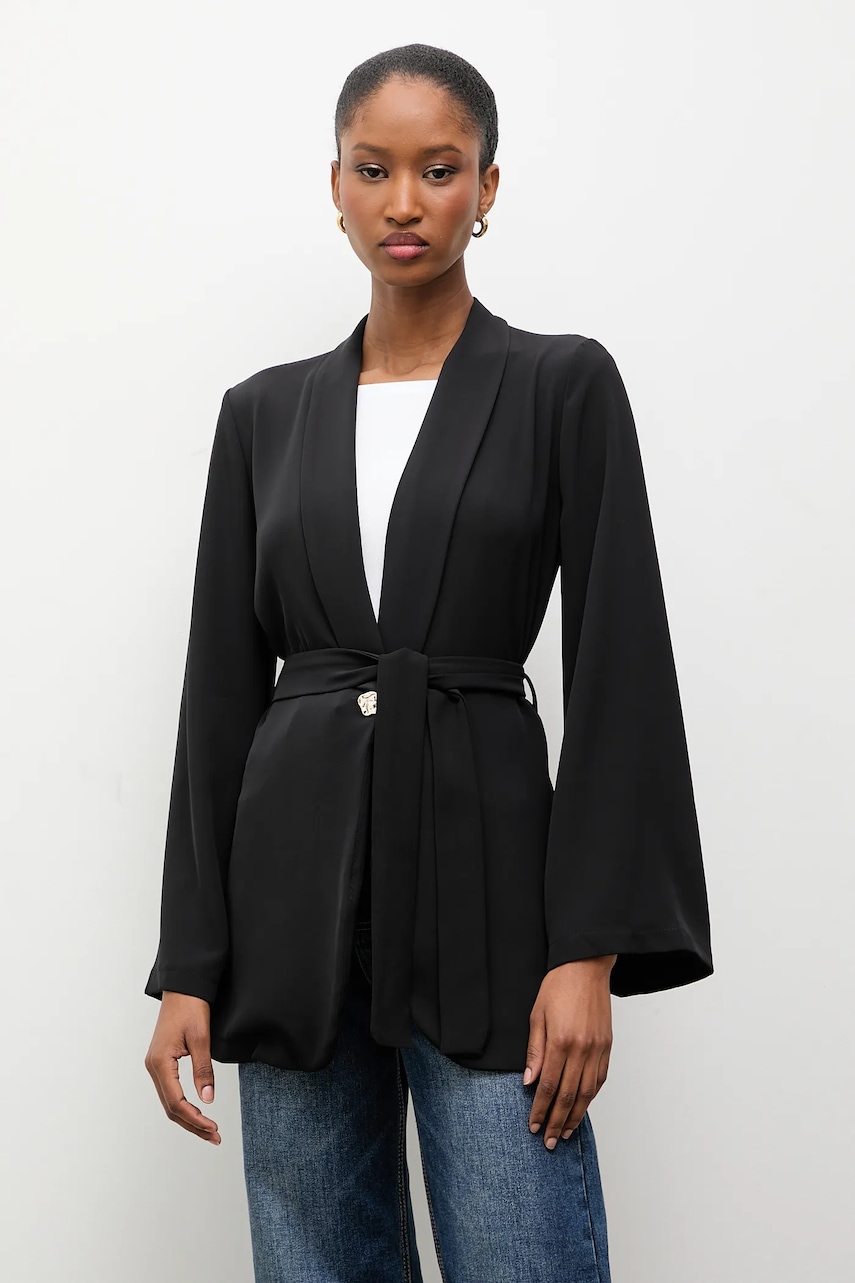 Answear.LAB sacou culoarea negru, un singur rand de nasturi, neted