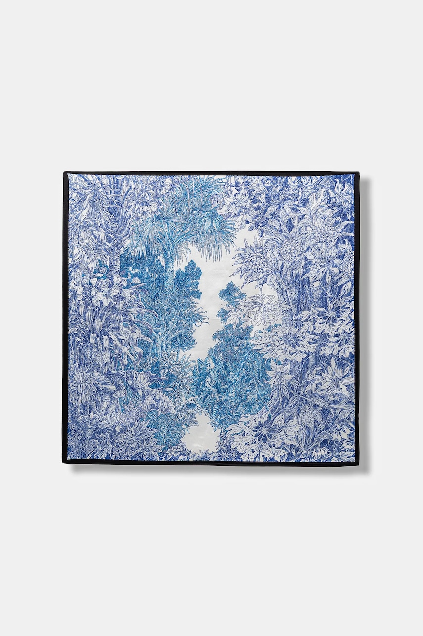 Answear.LAB apaszka jedwabna damska kolor niebieski wzorzysta