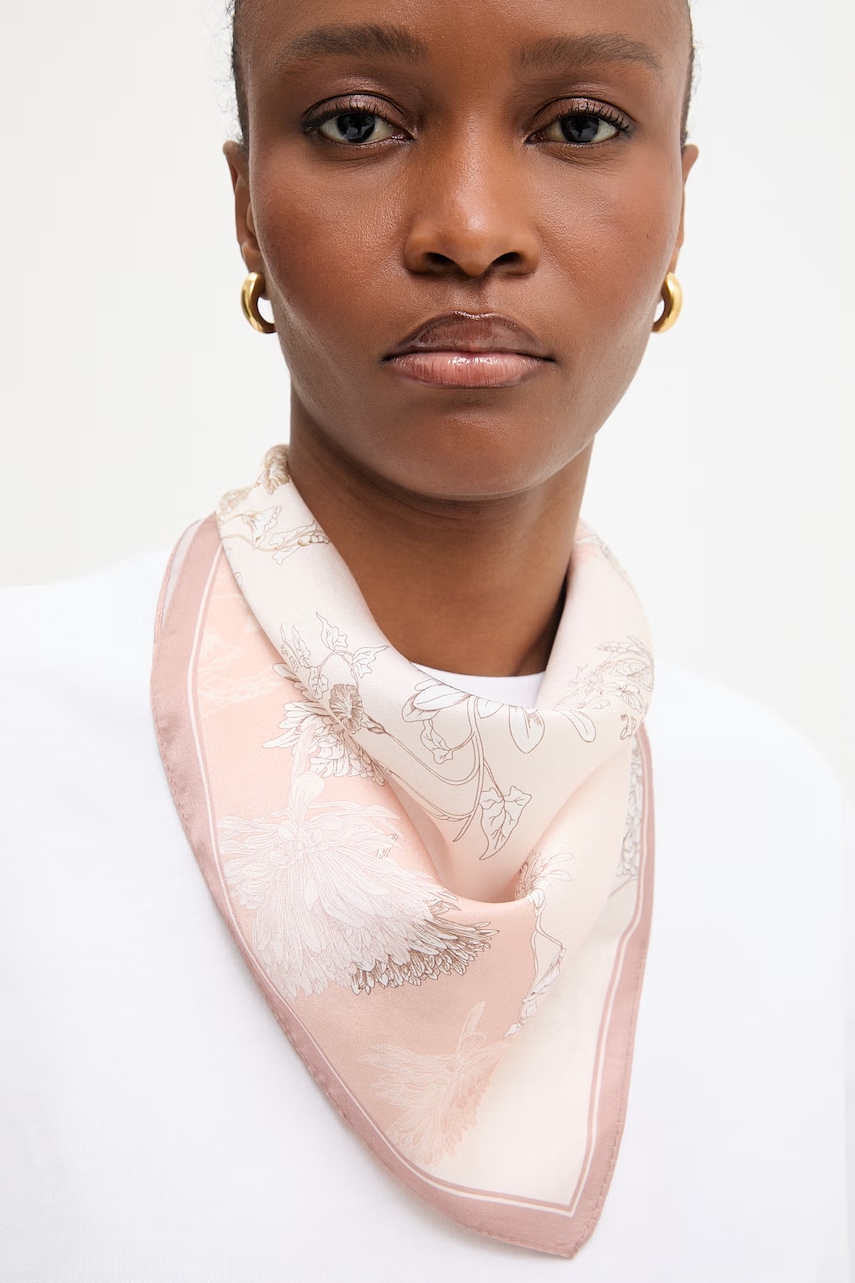 Answear.LAB apaszka jedwabna z kolekcji Unscripted damska kolor różowy wzorzysta