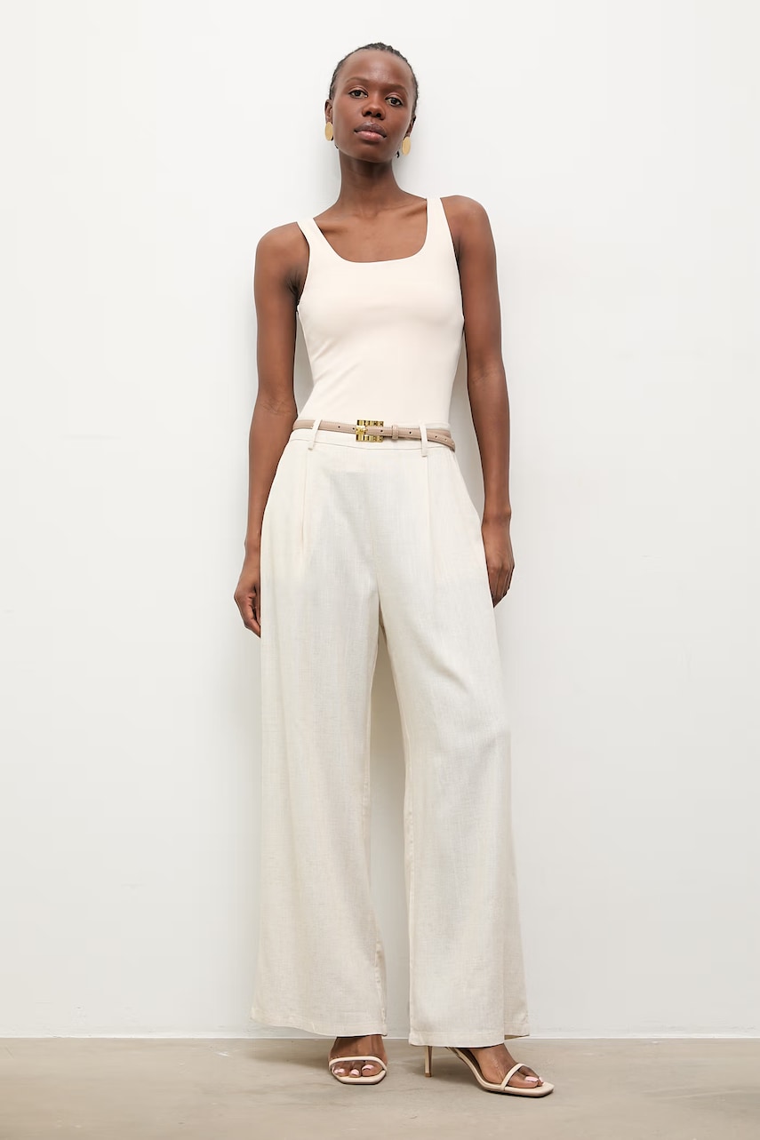 Answear.LAB kalhoty dámské se lnem