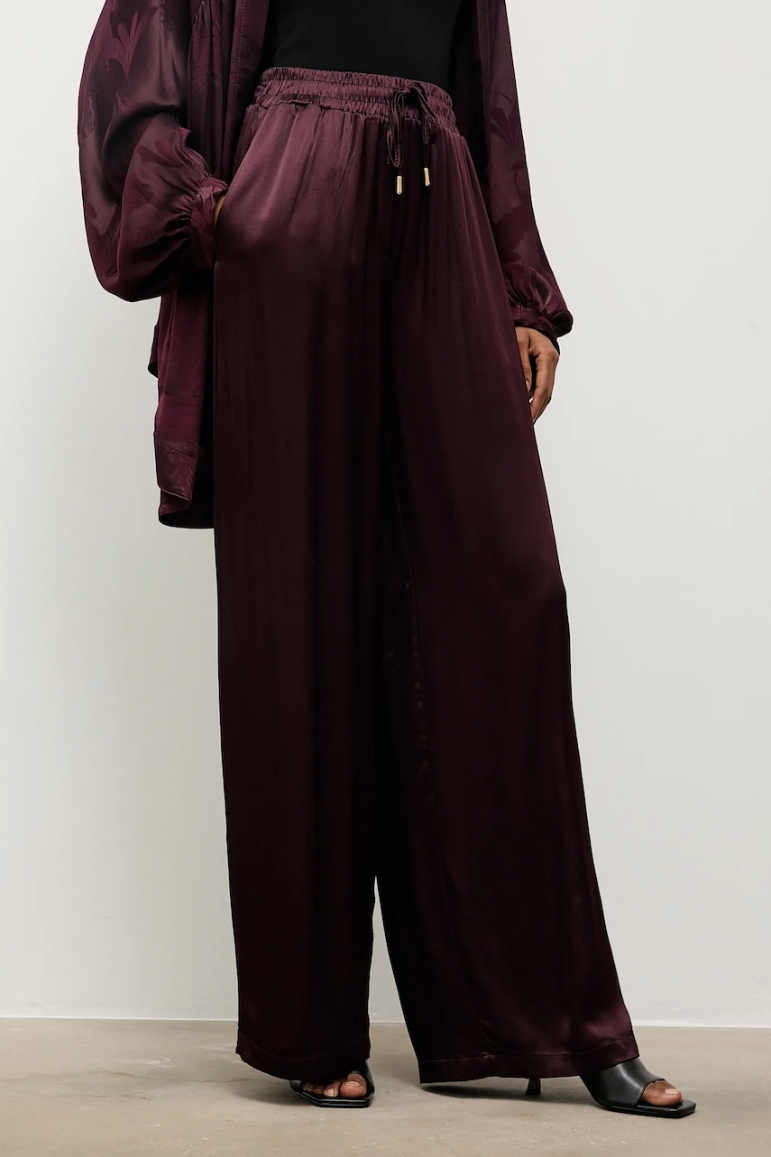 Answear.LAB pantaloni culoarea bordo, lat, high waist