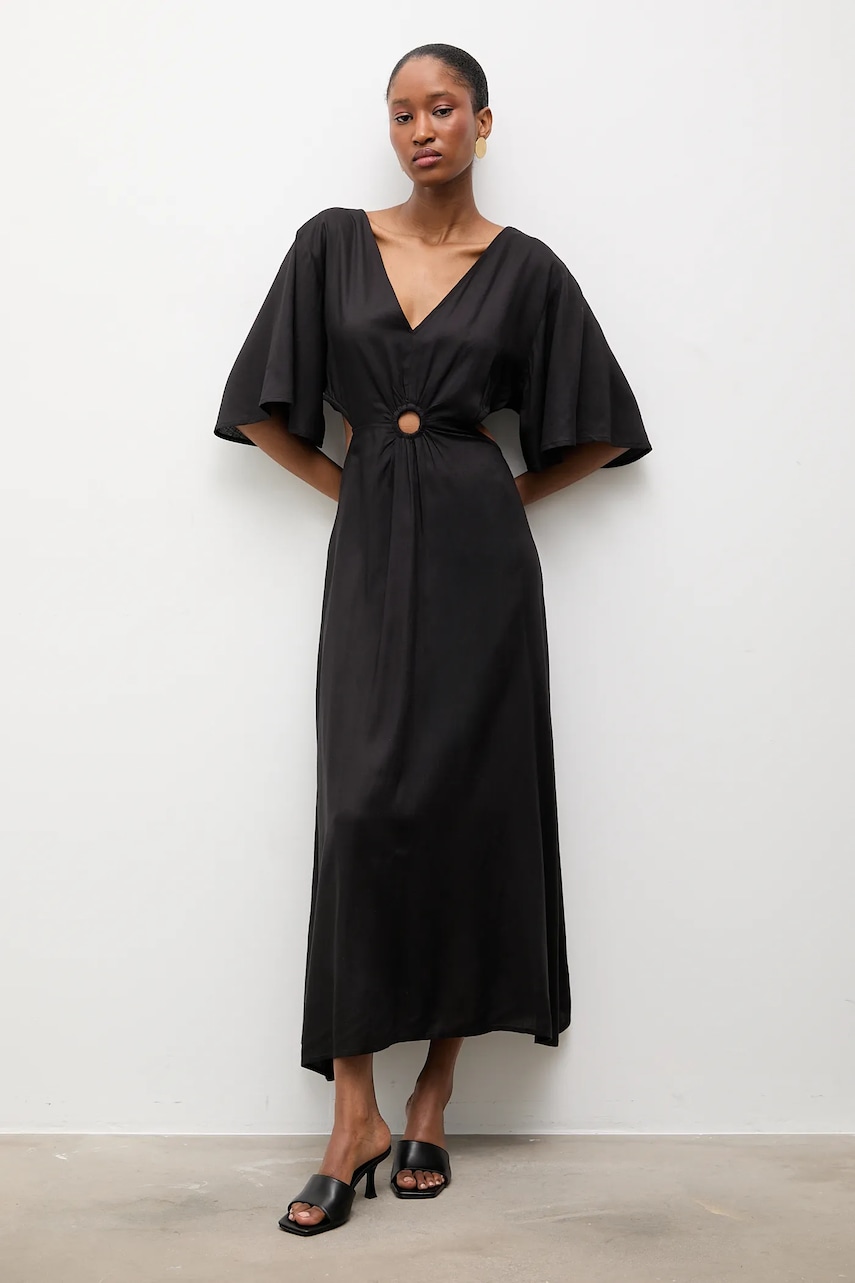 Φόρεμα από βισκόζη Answear.LAB Nicky.hak μαύρο S/M