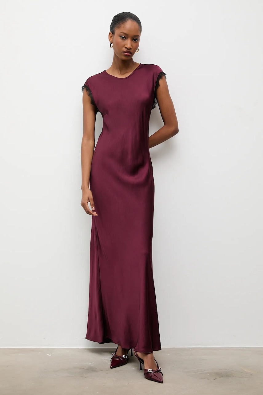 Answear.LAB rochie culoarea bordo, maxi, evazati