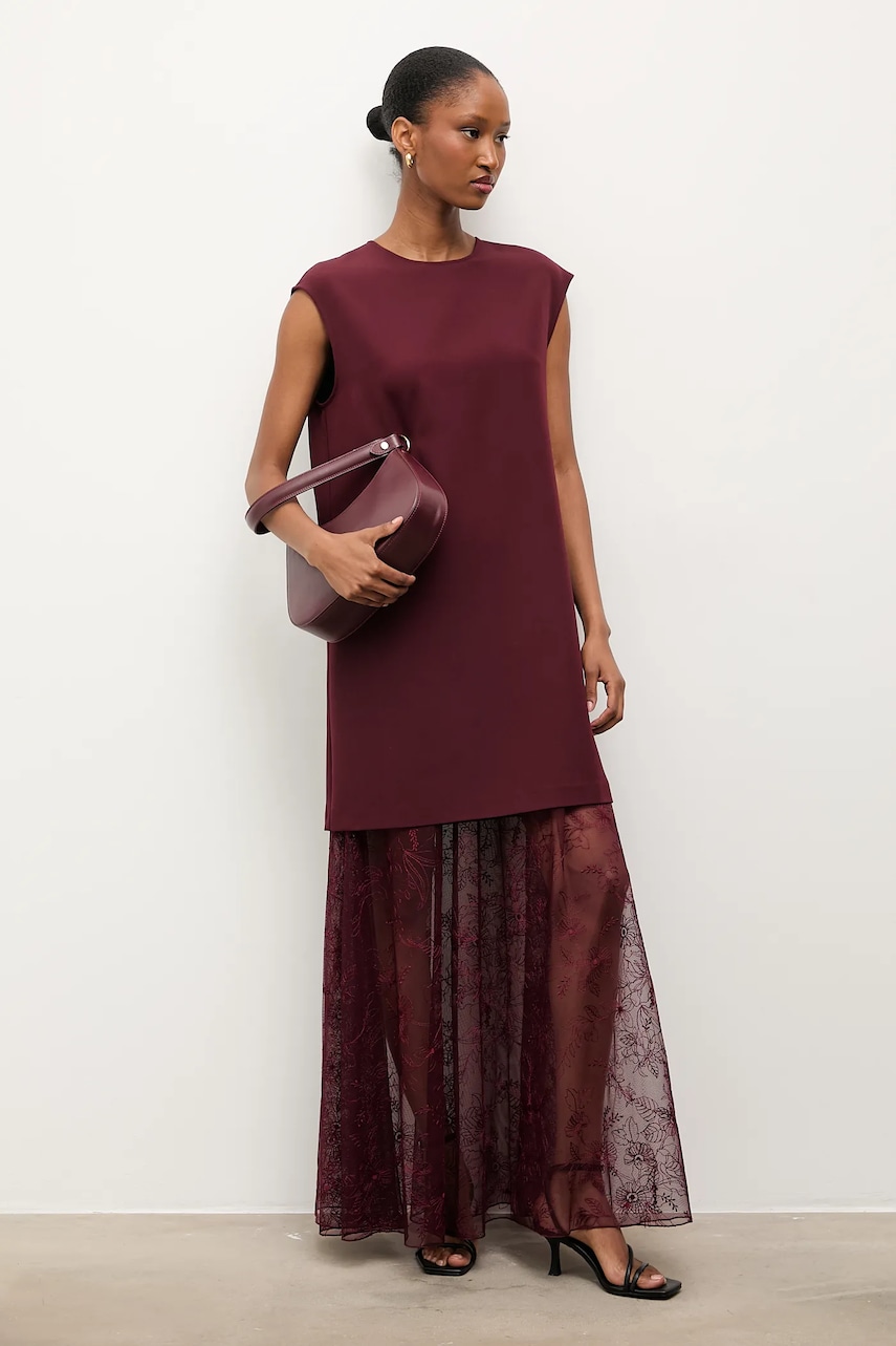 Answear.LAB rochie culoarea bordo, mini, drept